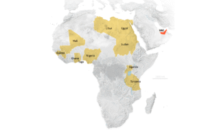 Map of Africa highlighting major gold-producing countries